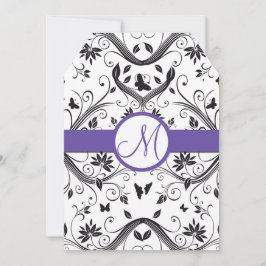 Invitación Black Damask Mariposa Swirls Boda Roja Invita