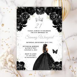 Invitación Black Dark Skin Princess Birthday Party