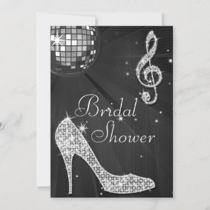Invitación Black Disco Ball & Sparkle Heels Bridal Shower