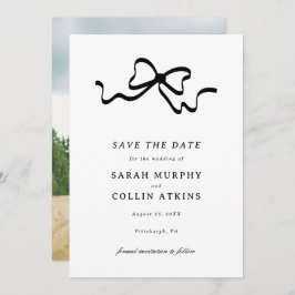 Invitación Black Elegant Bow Save the Date