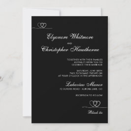 Invitación Black Elegant Chic Calligraphy Wedding