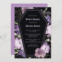 Black Elegant Gothic Floral Coffin Bridal Shower