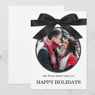 Invitación Black Elegant Merry Christmas Greeting Photo