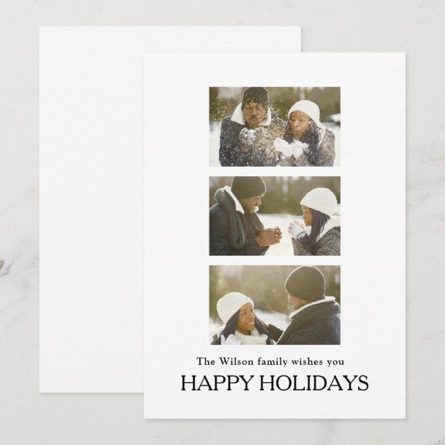 Invitación Black Elegant Merry Christmas Greeting Photo  (Anverso / Reverso)