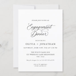 Invitación Black Elegant Modern Calligraphy Engagement Dinner