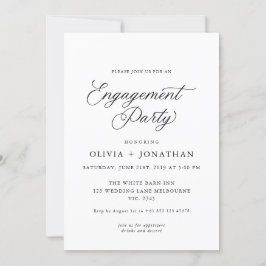 Invitación Black Elegant Modern Calligraphy Engagement Party