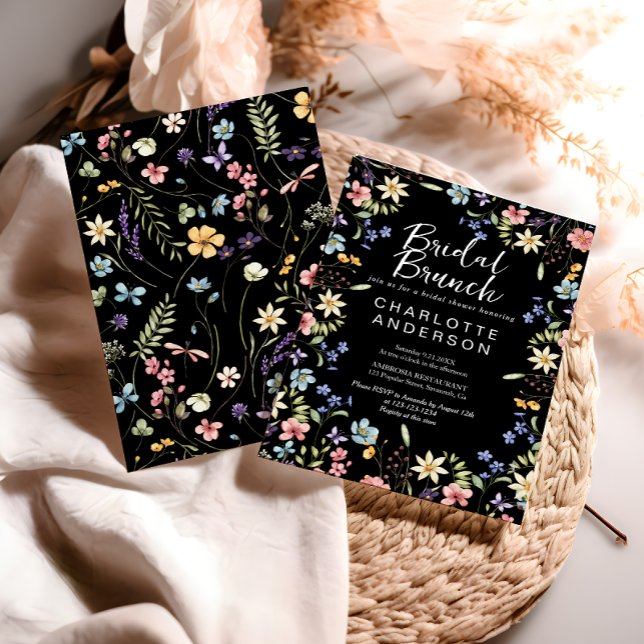 Invitación Black Floral Bridal Shower Bridal Brunch (Subido por el creador)