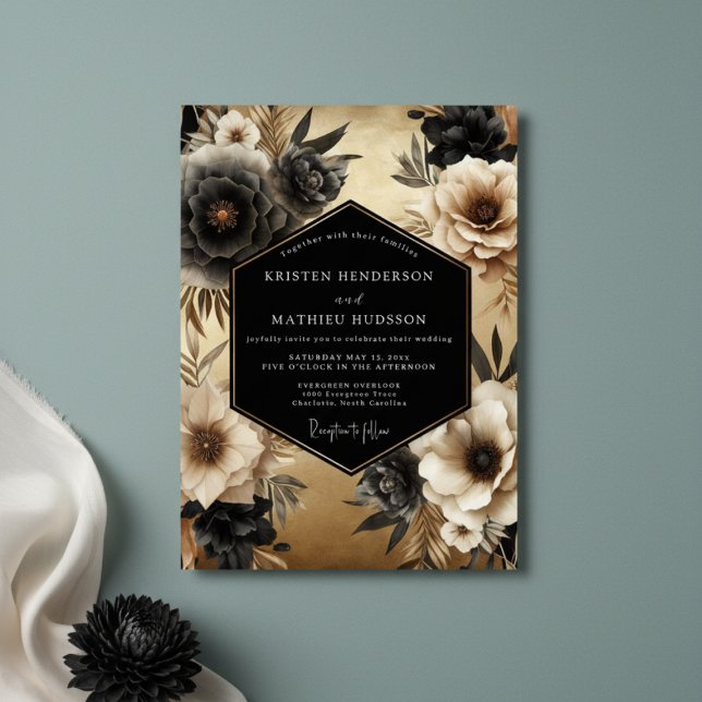 Invitación Black Floral Opulence Wedding (Subido por el creador)