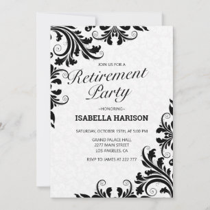 Invitación Black Floral Swirls