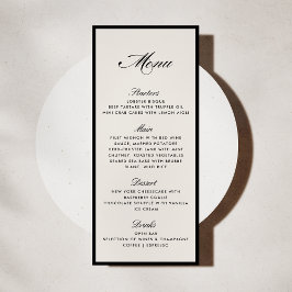 Invitación Black Frame Modern Ivory Wedding Menu card