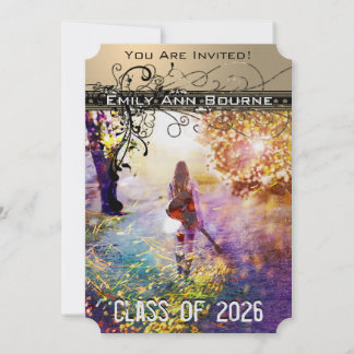 Invitación Black Funky Elegant Swirls Graduation Invite