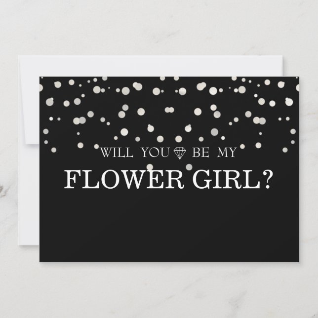 Invitación Black Gliter Cute ¿Serás Mi Dama de Flores (Anverso)