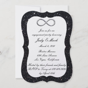 Invitación Black Glitter Silver Infinity Engagement Party