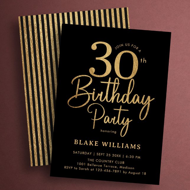 Invitación Black Gold 30th Birthday (Subido por el creador)
