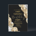 Invitación Black Gold 40th Birthday<br><div class="desc">Modern black and gold with silver invitation Template is perfect for stylish birthday party. Elegant-minimalistic themed invite is full of fun and modern design elements,  elegant calligraphy and modern fonts. Birthdays are special days,  and this invite can help it make a memorable for friends.</div>
