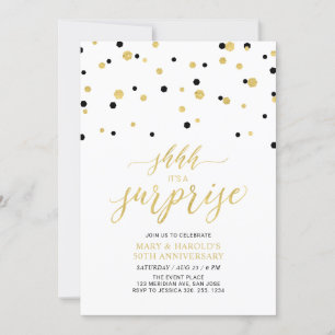 Invitación Black & Gold 50º Aniversario Sorpresa de Boda I