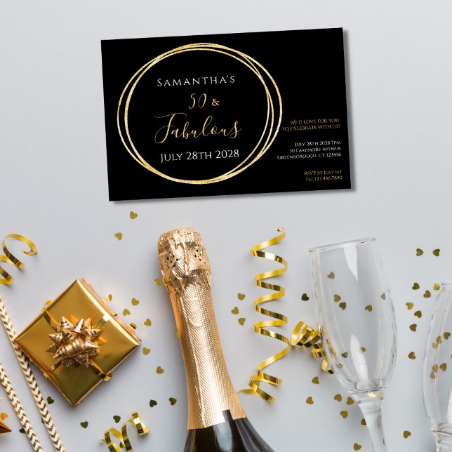 Invitación Black Gold 50.ª fiesta de cumpleaños (Subido por el creador)