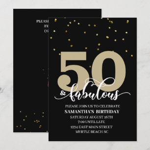 Invitación Black Gold 50 y fabulosa fiesta de cumpleaños