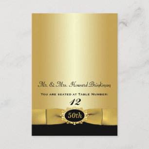 Invitación Black, Gold 50th Aniversario Folding Place Card