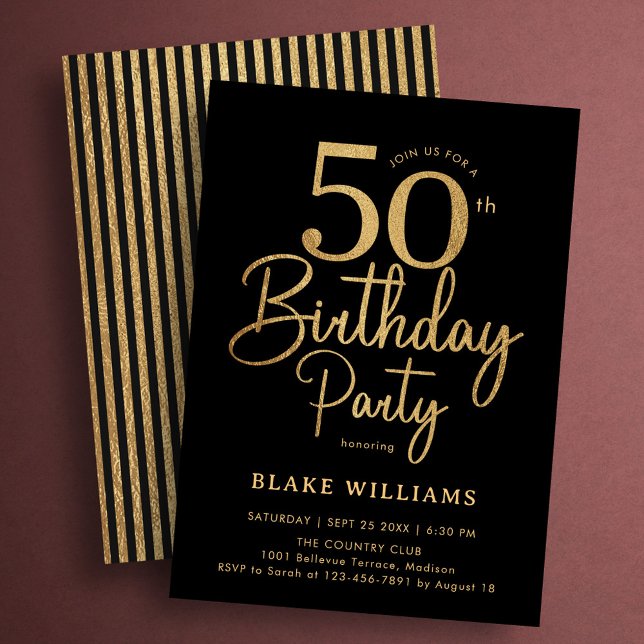 Invitación Black Gold 50th Birthday (Subido por el creador)