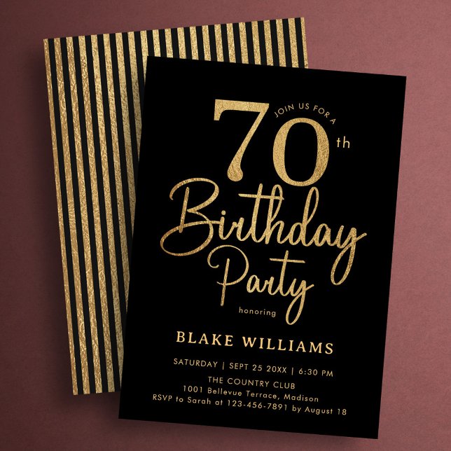 Invitación Black Gold 70th Birthday (Subido por el creador)