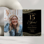 Invitación Black Gold Agate Foto 15th Birthday Party<br><div class="desc">¡Esta es una elegante foto Personalizado de Black Gold Agate Fotografía de 15th Birthday Party Invitation!</div>