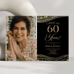 Invitación Black Gold Agate Foto 60 cumpleaños<br><div class="desc">¡Esta es una elegante foto de un Personalizado de la Agate de Oro Negro invitando a la fiesta de cumpleaños número 60!</div>
