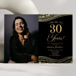 Invitación Black Gold Agate Picture 30th Birthday Fiesta<br><div class="desc">¡Esta es una elegante foto del Personalizado Black Gold Agate de 30 años de fiesta!</div>