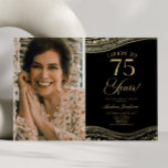 Invitación Black Gold Agate Picture 75th Birthday Party<br><div class="desc">¡Esta es una elegante foto Personalizado de Black Gold Agate foto 75th Birthday Party Invitation!</div>