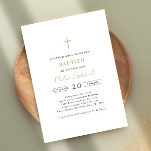 Invitación Black & Gold Bautizo De Género Neutro