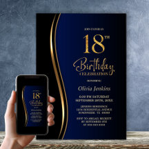 Black Gold Blue 18th Birthday Party