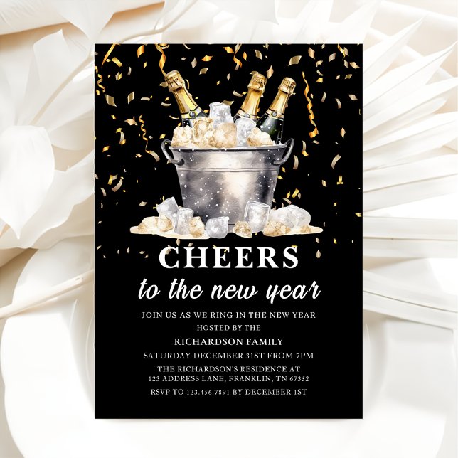 Invitación Black Gold Budget Champagne vitorea al Fiesta de A (Subido por el creador)