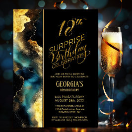 Invitación Black Gold Celestial Surprise 18th Birthday Party