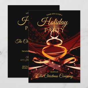 Invitación Black Gold Christmas Tree Corporate Holiday