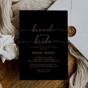 Invitación Black Gold Classic Brunch con la ducha de novia