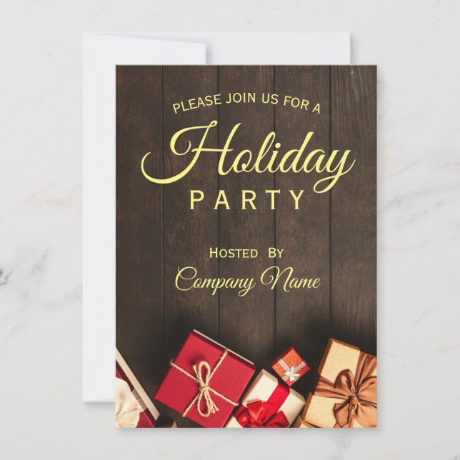 Invitación Black Gold Classy Corporate Holiday Party Invita (Anverso)