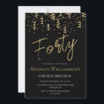 Invitación Black & Gold Cuarenta Fiesta Mínimo de 40 años<br><div class="desc">Black & Gold Cuarenta Fiesta Mínimo de 40 Años. Hay artículos de papelería y de fiesta disponibles en el lugar</div>