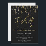 Invitación Black & Gold Cuarenta Fiesta Mínimo de 40 años<br><div class="desc">Black & Gold Cuarenta Fiesta Mínimo de 40 Años. Hay artículos de papelería y de fiesta disponibles en el lugar</div>