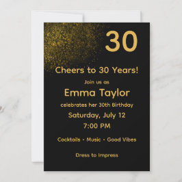 Invitación Black & Gold Customizable Birthday Invitation