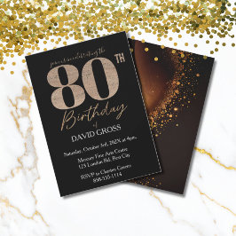 Invitación Black & Gold Elegant 80th Birthday Invitation