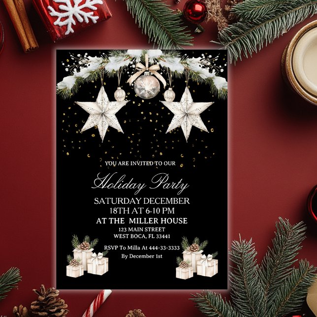 Invitación Black & Gold Elegant Holiday  (Subido por el creador)