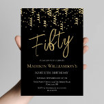 Invitación Black & Gold Fiesta de 50 cumpleaños mínima<br><div class="desc">Black & White Cincuenta Fiesta Mínima de 50 Años. Hay artículos de papelería y de fiesta disponibles en la tienda. ¿Buscando un personalizable y una manera única de celebrar el 50 cumpleaños de alguien? Descubra estos diseños de personalizable Este producto de alta calidad presenta un diseño divertido y festivo perfecto...</div>