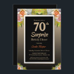 Invitación Black Gold Floral Surprise 70th Birthday Dinner<br><div class="desc">Sorpresa floral de color negro y oro 70 cumpleaños invitación a cenar.</div>