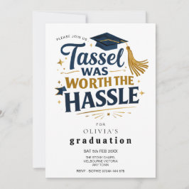 Invitación Black & Gold Graduation Tassel Was Worth Hassel 