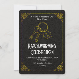 Invitación Black Gold Housewarming Invitation Editable