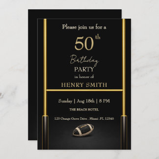 Invitación Black & Gold Men's Birthday Invitation