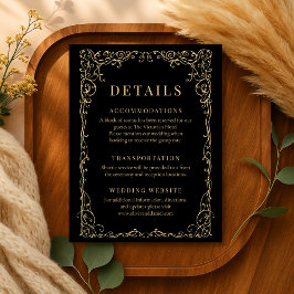 Invitación Black Gold Minimalist Wedding Details