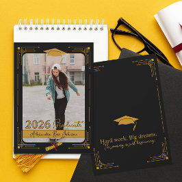 Invitación Black Gold Photo Class 2026 Graduate Announcement