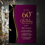 Invitación Black Gold Pink 60th Birthday Party<br><div class="desc">Invite a sus amigos y seres queridos con esta moderna invitación a la fiesta de cumpleaños 60 en negro, oro y rosa. El área de texto de personalizable de esta plantilla de invitación le permite incluir sin esfuerzo todos los detalles necesarios para su celebración especial de cumpleaños, incluyendo la fecha,...</div>