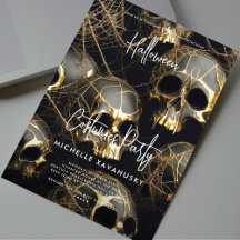 Black Gold Skull Adulto Halloween Party Moderno